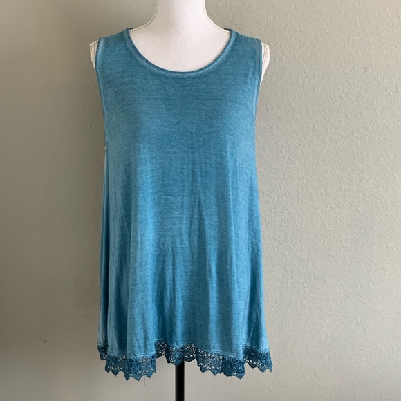 Altar’d State Teal Blue Burnout Top - Picture 1 of 7